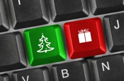 Computer keyboard with Christmas keys, christmas trading, Black Friday